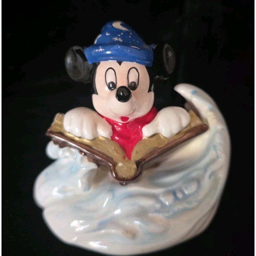 Vtg Japan Disney Mickey Mouse Fantasia Wizard & Magic Spell Book Sorcerer Figure